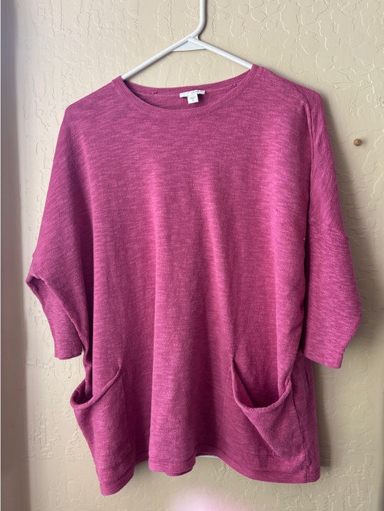 J. Jill Tops - J. Jill Strawberry Pink Linen & Cotton Oversized Top w Pockets Women’s Medium